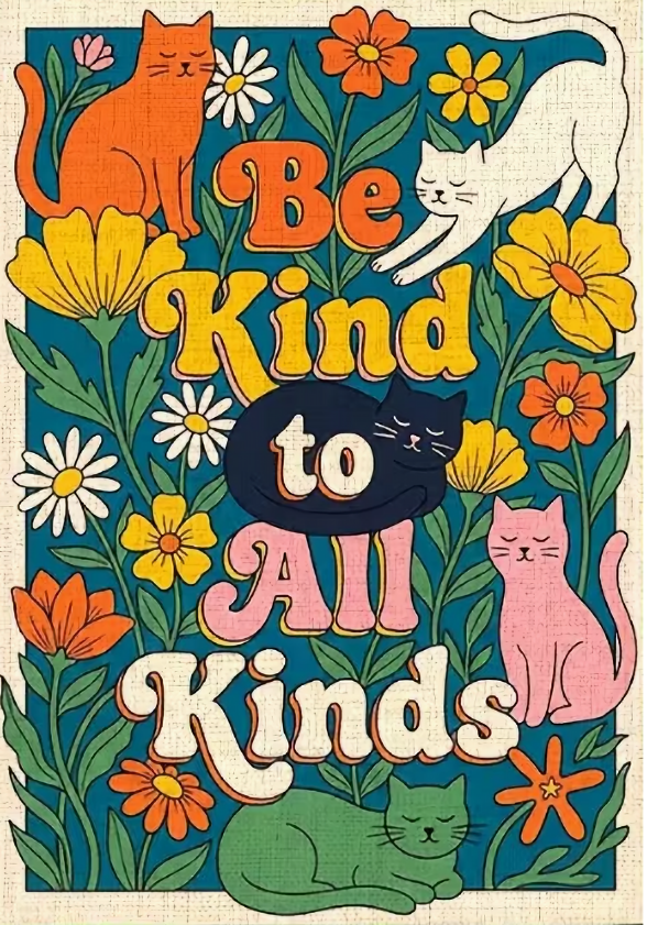Be Kind to All Kinds Vinyl Sticker Funny Saying Bookmark