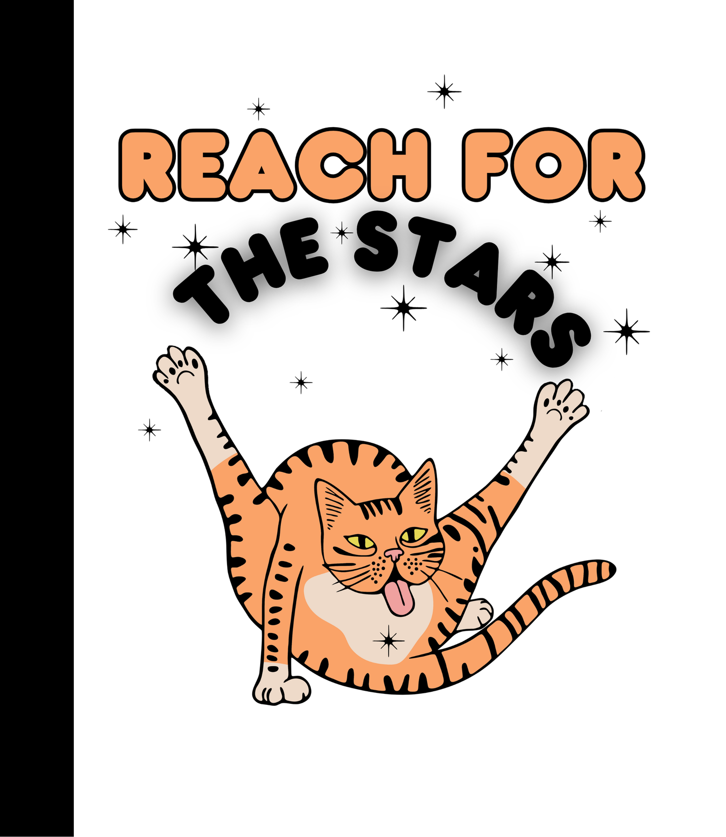 Reach for the Stars Funny Cat Vinyl Sticker Bookmark Journal Notebook Personalized