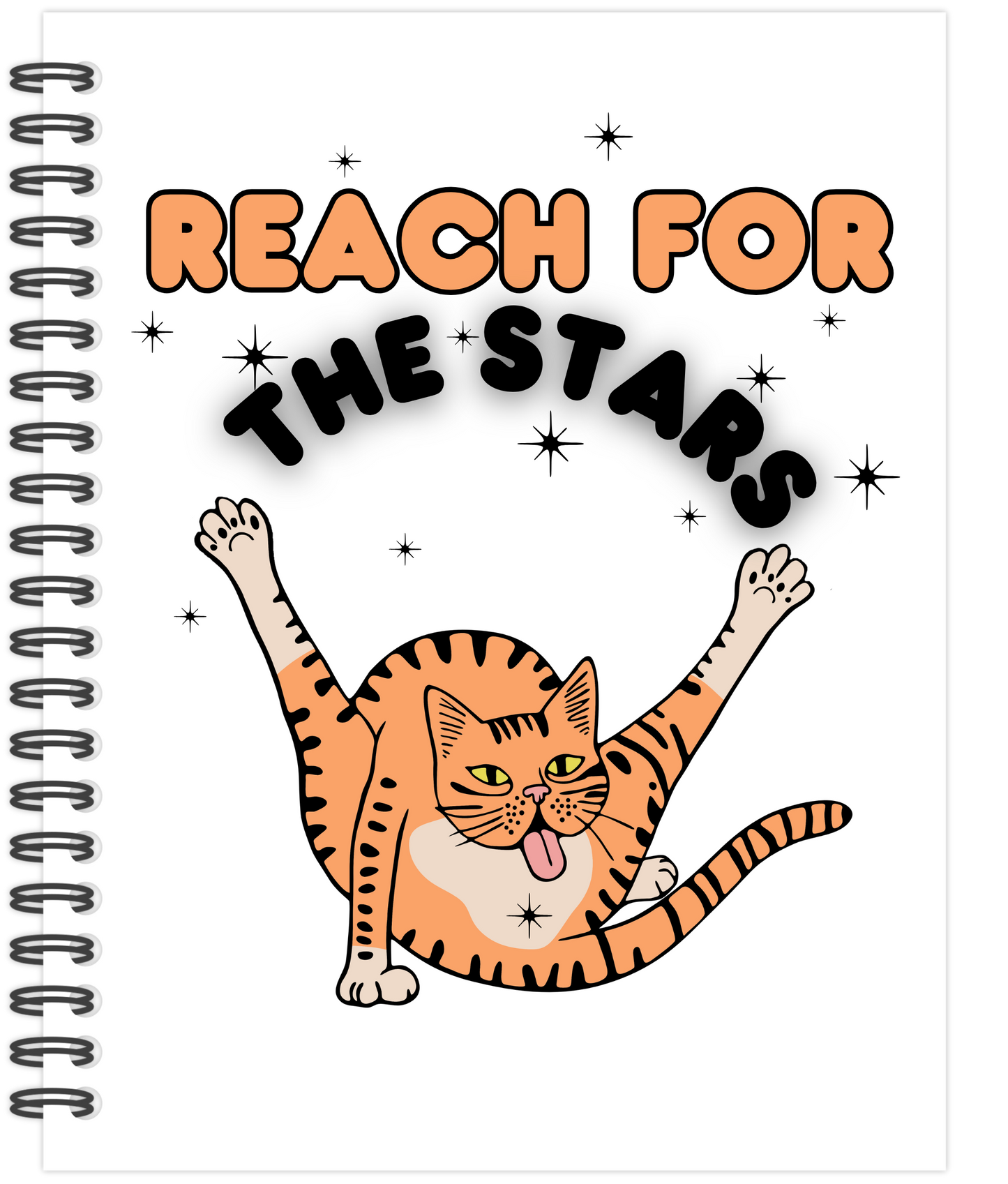 Reach for the Stars Funny Cat Vinyl Sticker Bookmark Journal Notebook Personalized