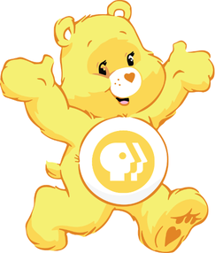 Yellow Care Bear PBS Support Vinyl Sticker Funny Saying Bookmark