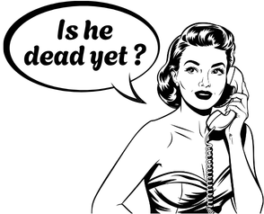 Is He Dead Yet Vinyl Sticker Funny Saying Bookmark