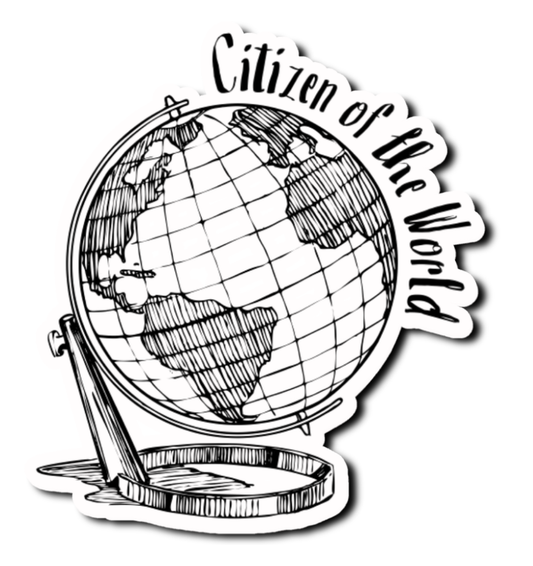 Citizen of the World Funny Saying Laminate Vinyl Sticker Bookmark Personalized