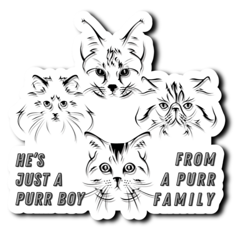 He's Just a Purr Boy Funny Saying Laminate Sticker Vinyl Bookmark