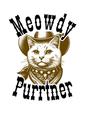 Meowdy Purrtner Cowboy Cat Vinyl Sticker Funny Saying Bookmark