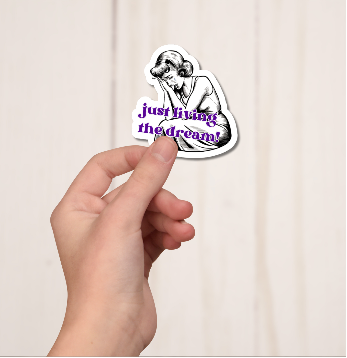 Just Living The Dream Funny Vinyl Sticker Bookmark